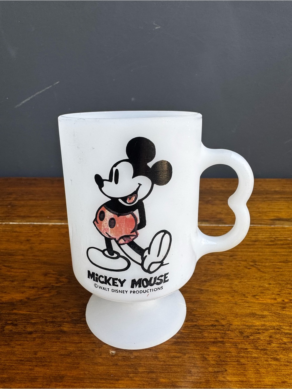 Vintage Disney Mickey Mouse White Pedestal Mug